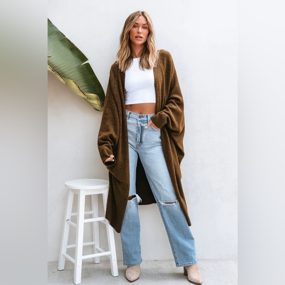 Cupshe Tan Open Front Dolman Sleeve Duster Cardigan - Medium - Picture 5 of 13